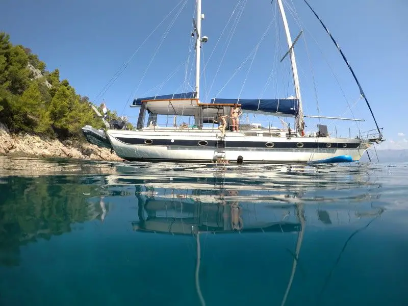 Sailing Croatia, anchored in a bay.jpg