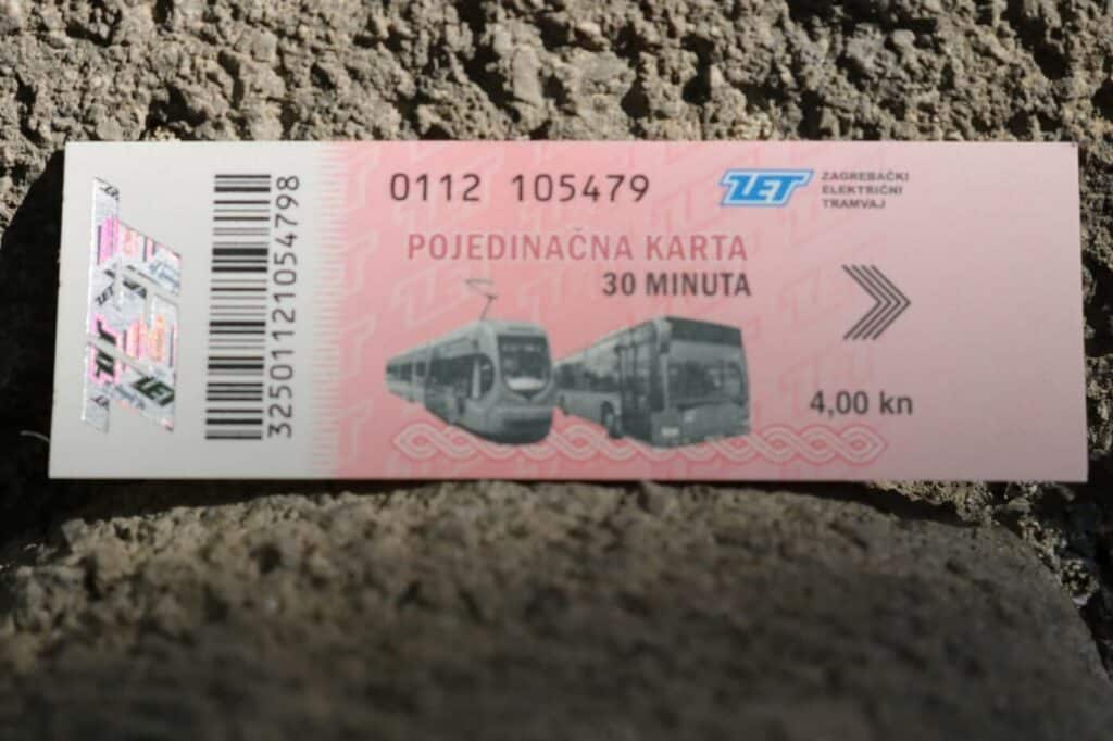 4 kuna Zagreb public transport ticket