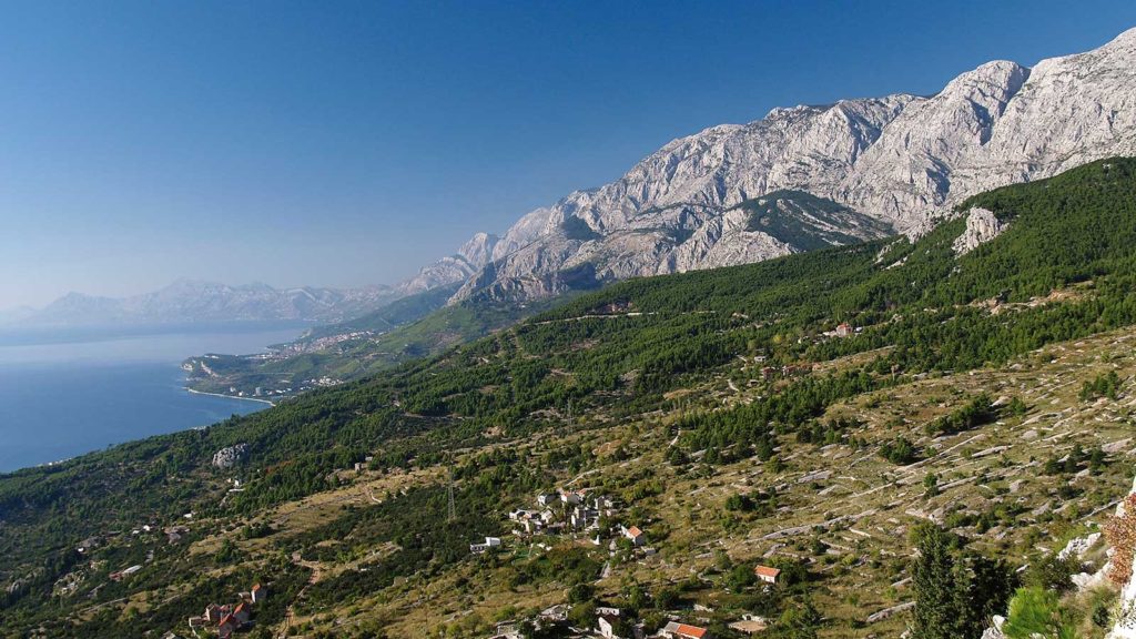 Biokovo Nature Park, Biokovo Mountain as seen from upper Tučepi.