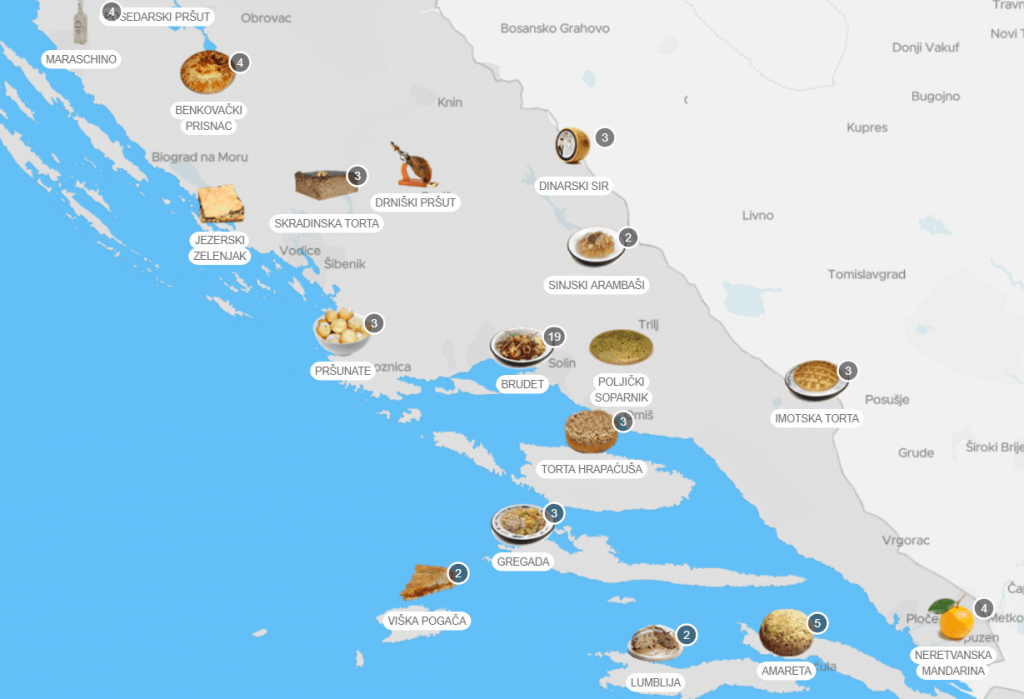 Croatia Food - TasteAtlas map of Dalmatia