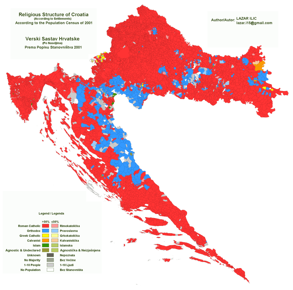religion in croatia map