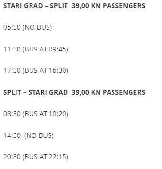 Split to Hvar 2022 Ferry Catamaran Tickets Transfers Total