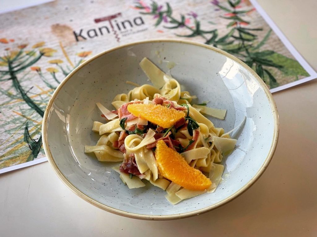 A beautifully presented pasta dish at Kantina, Pula. © Kantina.