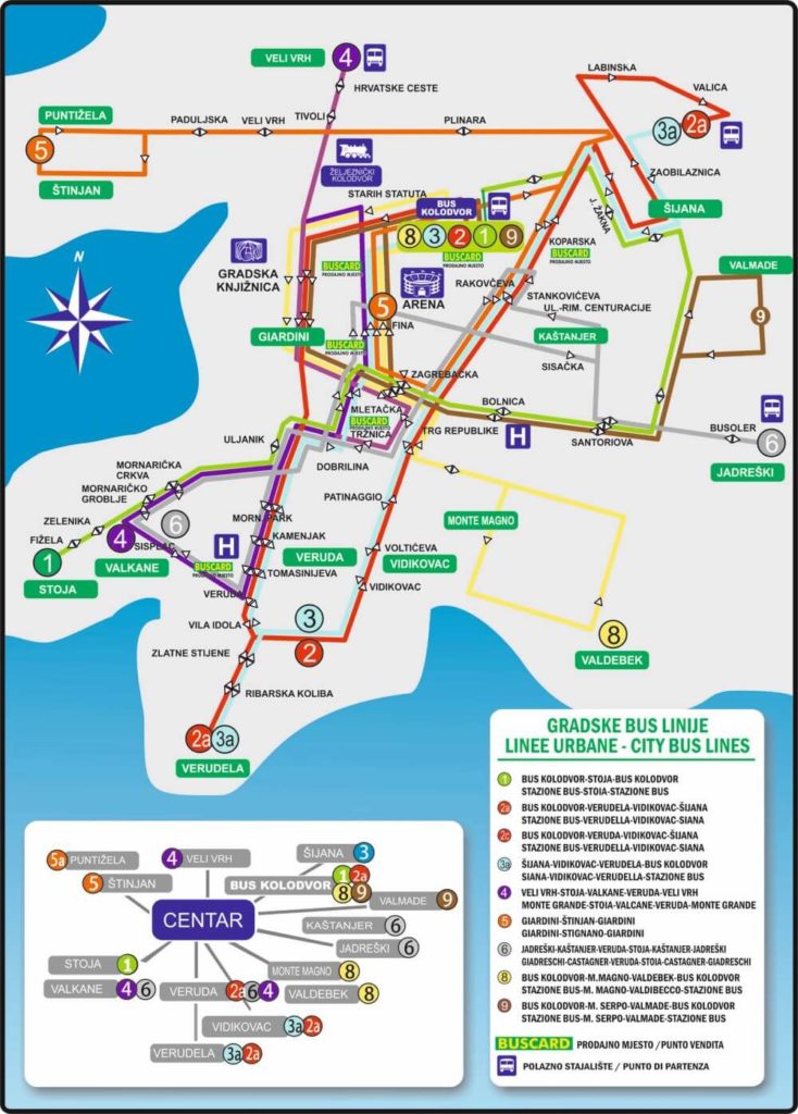 Pulapromet inner city, local bus lines in Pula.