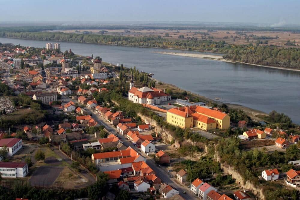 From above, the Danube river next to Vukovar