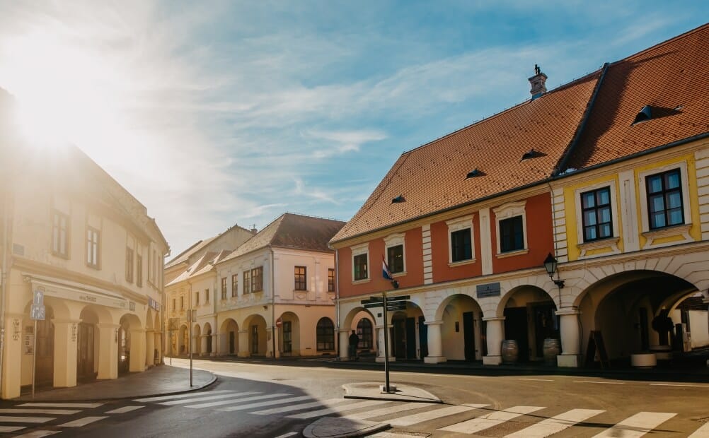 Start of a sunny day in the centre of Vukovar