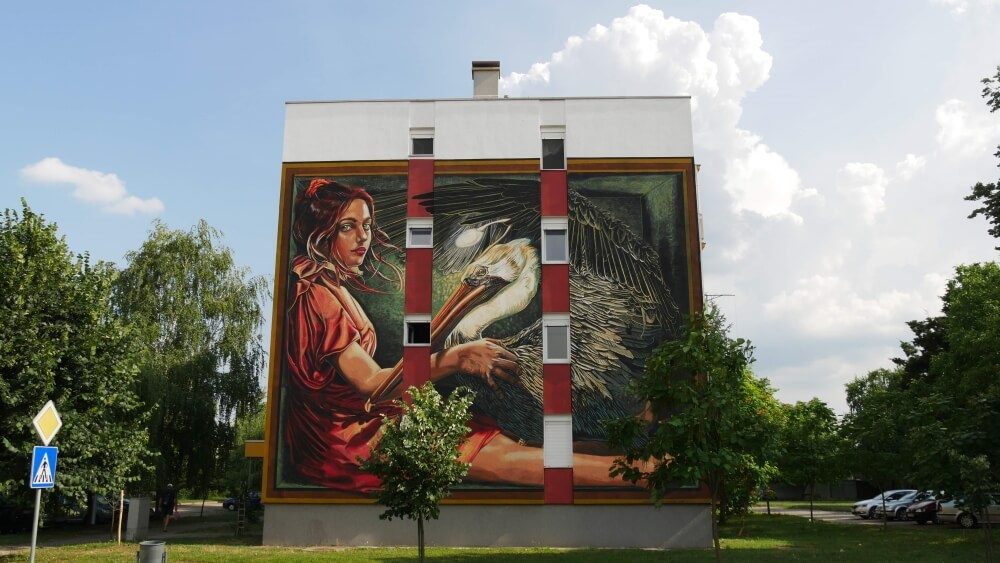 A piece of Vukovar street art created in 2018 by the artist Vera