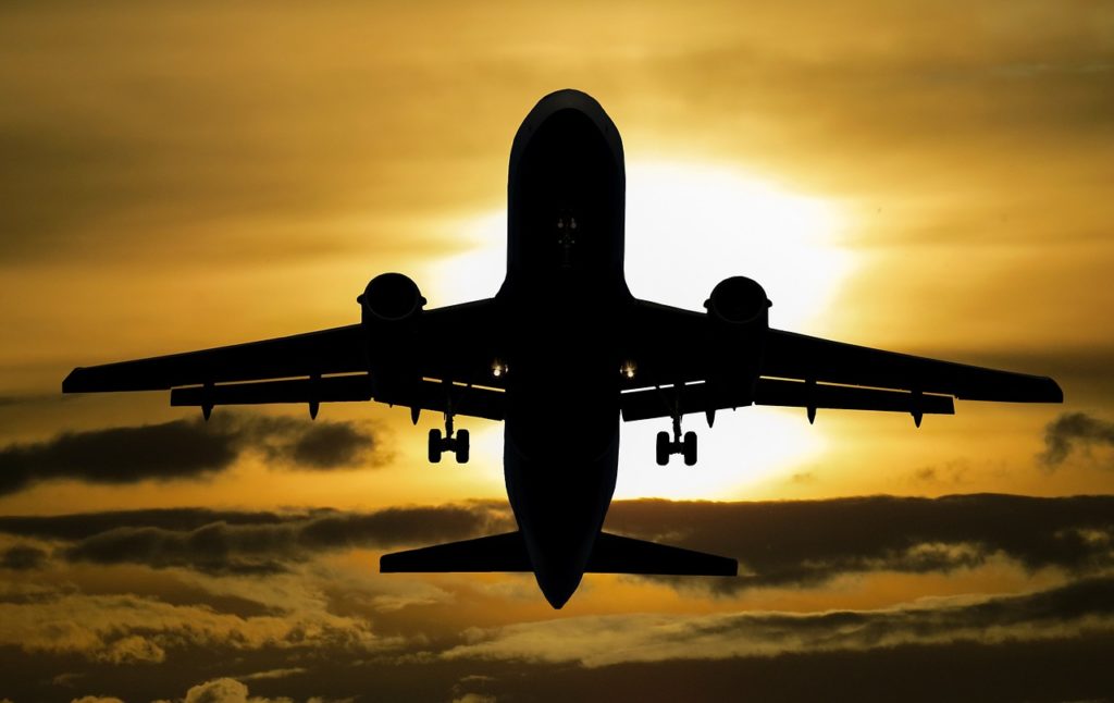 Flights, passenger plane, airport