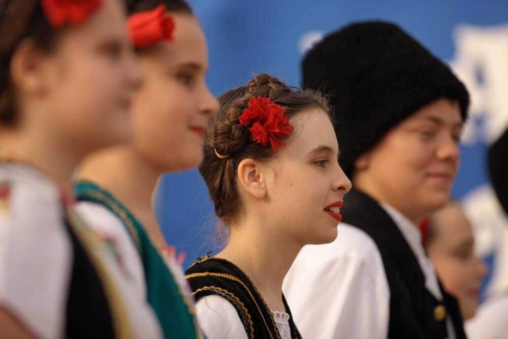 Children in traditional Serbian dress in Baranja
