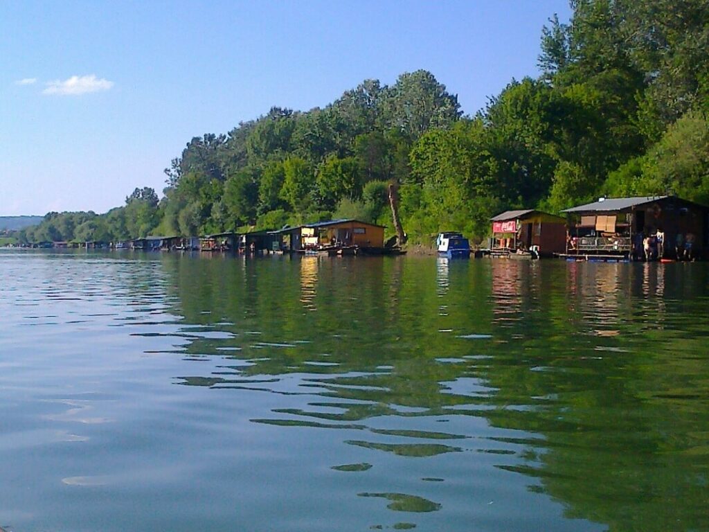 rafts on the Sava in Slavonski Brod