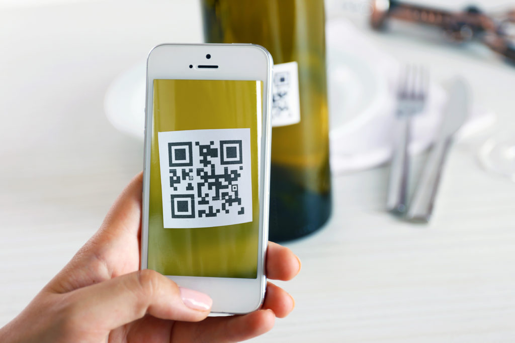 Image of QR code scanning from wine bottle